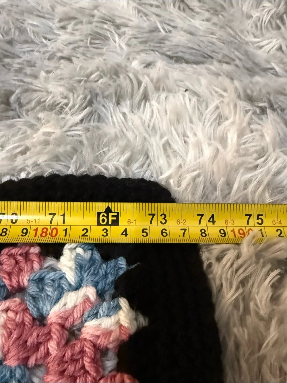Handmade Crochet Granny Square Throw Blanket Black Multi-Color Afghan 51” X 73”